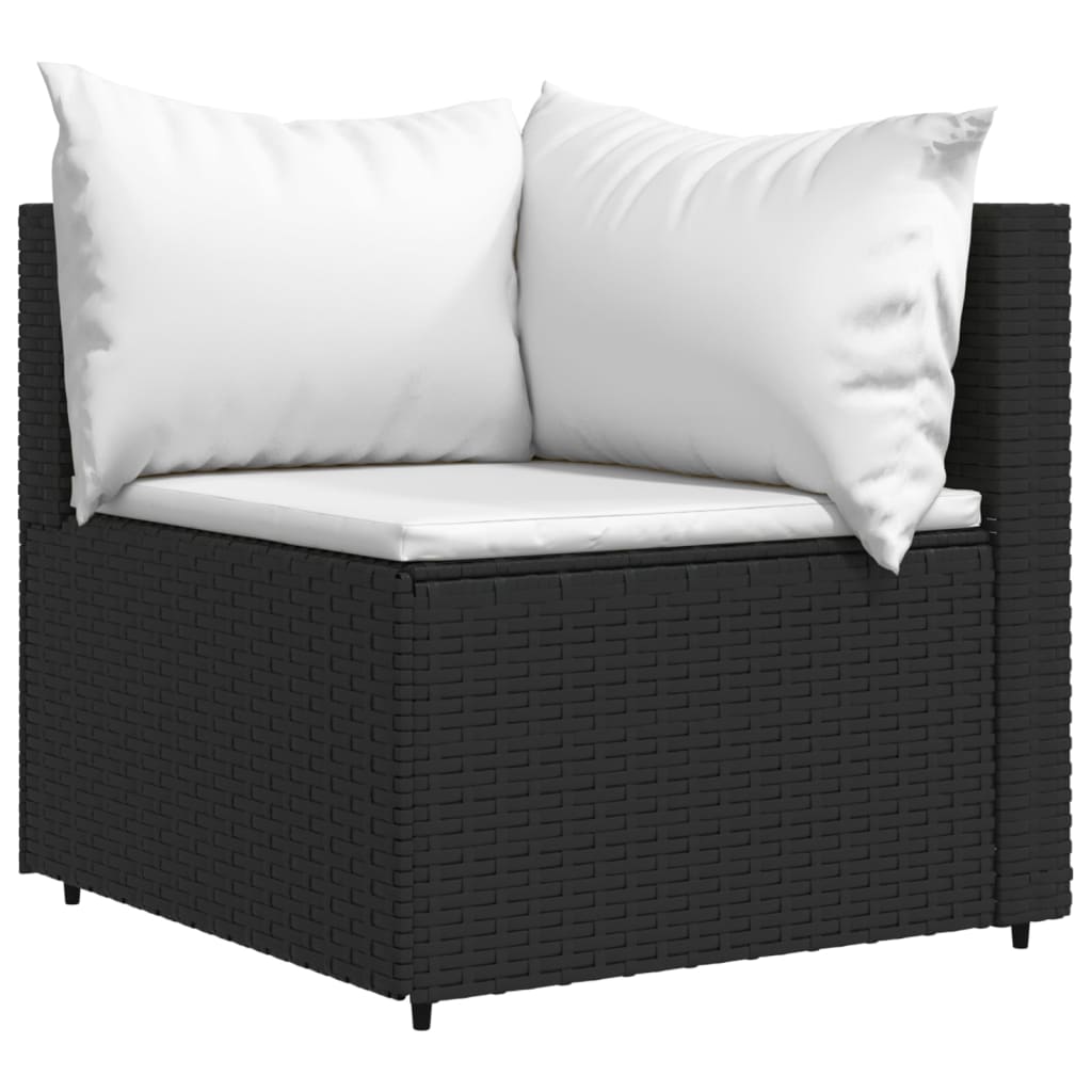 Divani Angolari da Giardino con Cuscini 2pz in Polyrattan Nero 319730