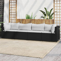 Set Divani da Giardino 4 pz con Cuscini Nero in Polyrattancod mxl 130051