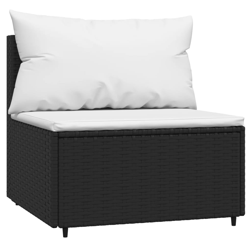 Divani Centrali da Giardino con Cuscini 2pz in Polyrattan Nero 319738