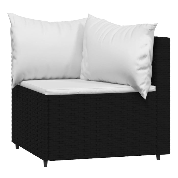 Divani Angolari da Giardino con Cuscini 2pz in Polyrattan Nero 319742