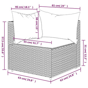 Divano Angolare da Giardino con Cuscini in Polyrattan Marrone 319745