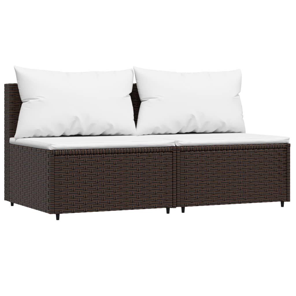 Divani Centrali da Giardino con Cuscini 2pz Polyrattan Marrone 319754