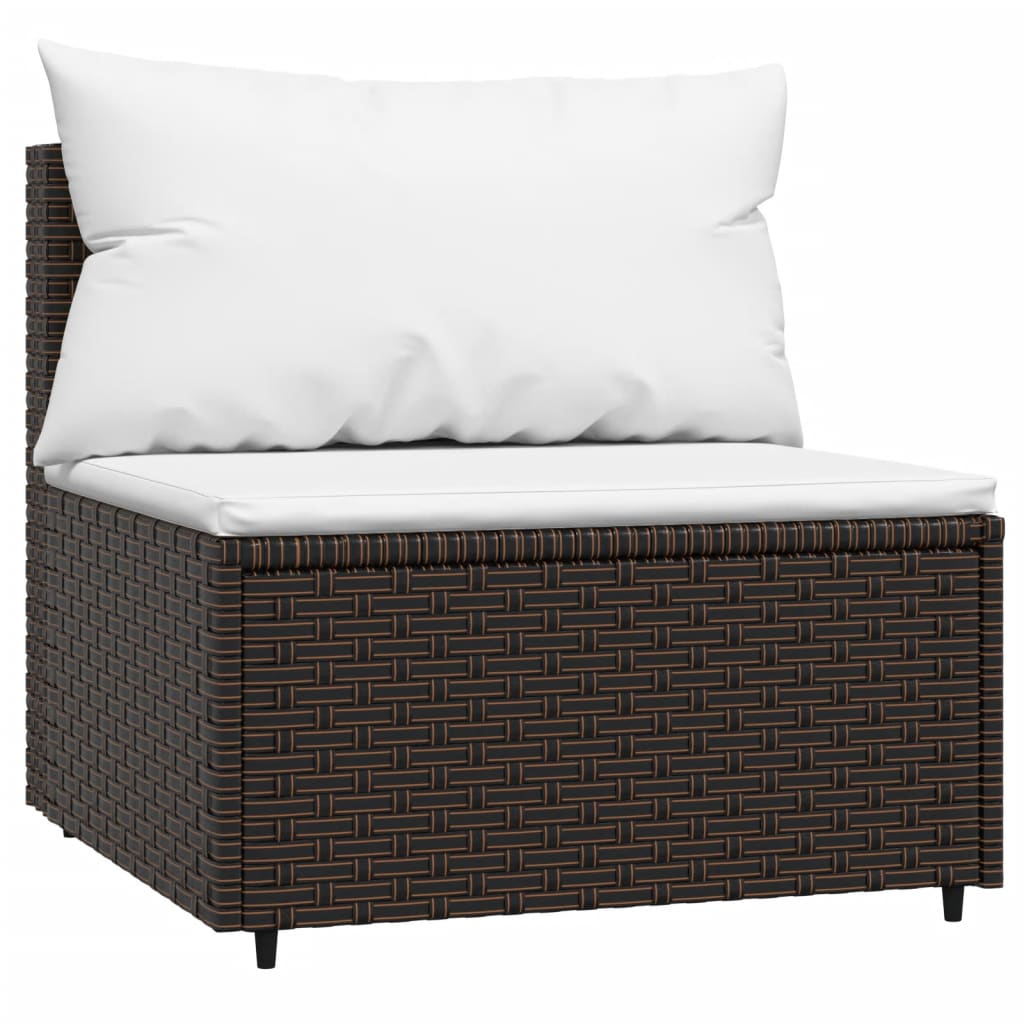 Divani Centrali da Giardino con Cuscini 2pz Polyrattan Marrone 319754