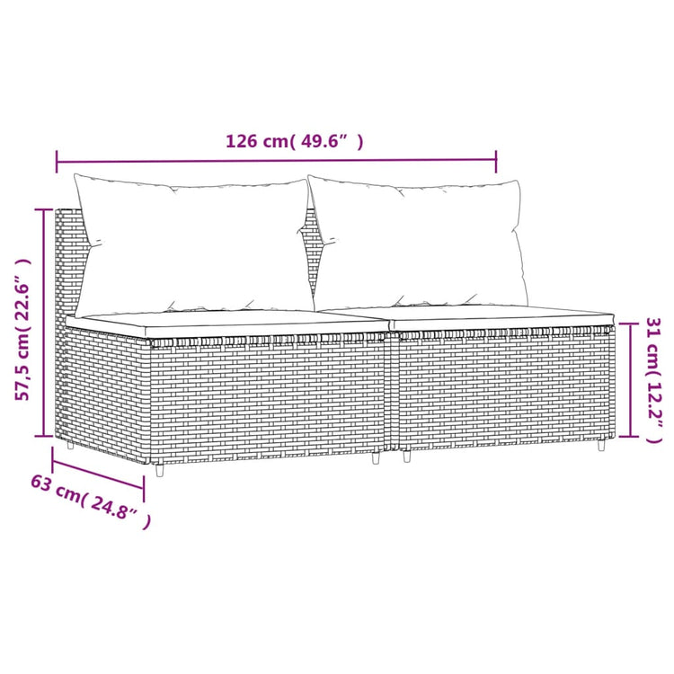 Divani Centrali da Giardino con Cuscini 2pz Polyrattan Marrone 319754