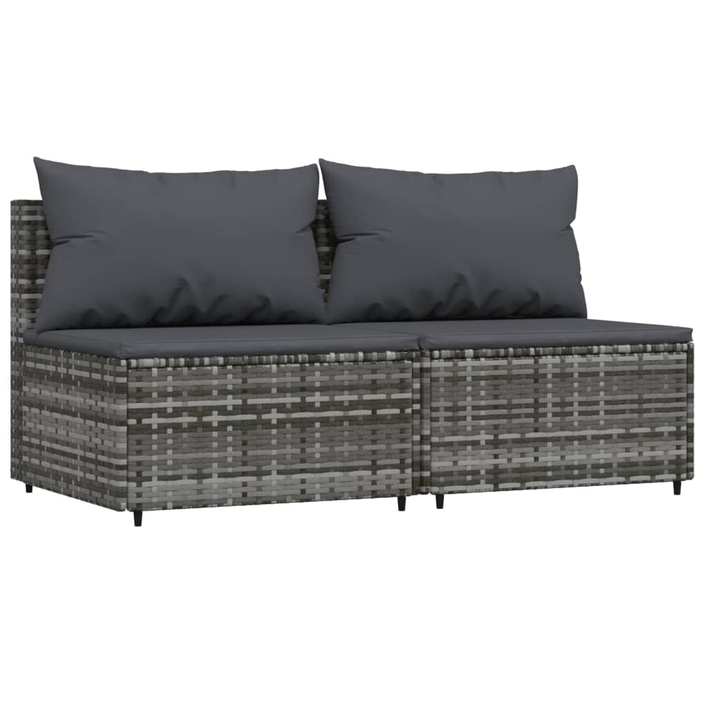 Divani Centrali da Giardino con Cuscini 2pz Polyrattan Grigio 319770