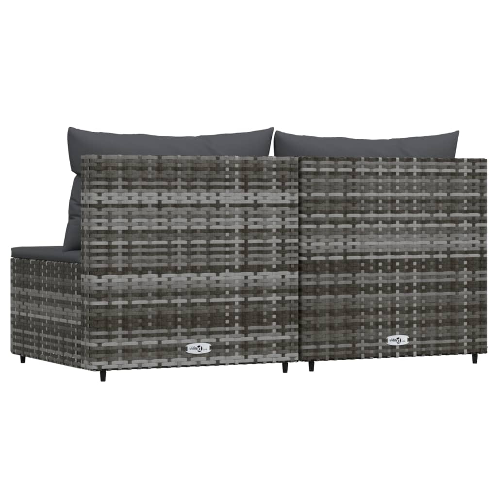 Divani Centrali da Giardino con Cuscini 2pz Polyrattan Grigio 319770