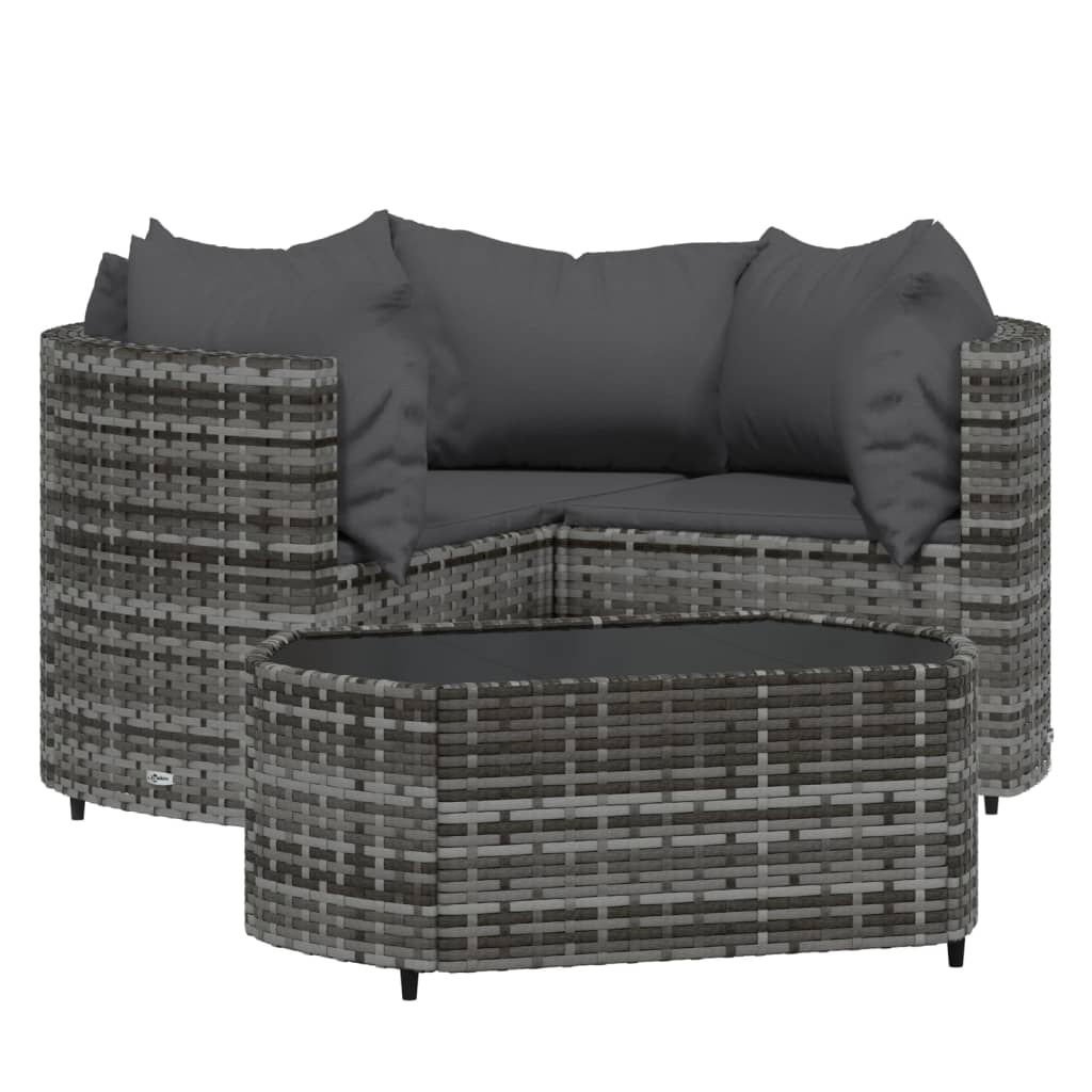 Set Divani da Giardino 4 pz con Cuscini in Polyrattan Grigio 319776