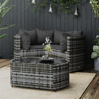 Set Divani da Giardino 4 pz con Cuscini in Polyrattan Grigio 319776