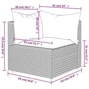 Divano Angolare da Giardino con Cuscini in Polyrattan Nero 319777