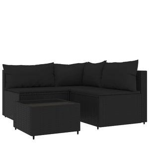 Set Divani da Giardino 4 pz con Cuscini Nero in Polyrattan 319781