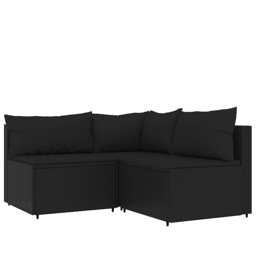 Set Divani da Giardino 4 pz con Cuscini Nero in Polyrattan 319781