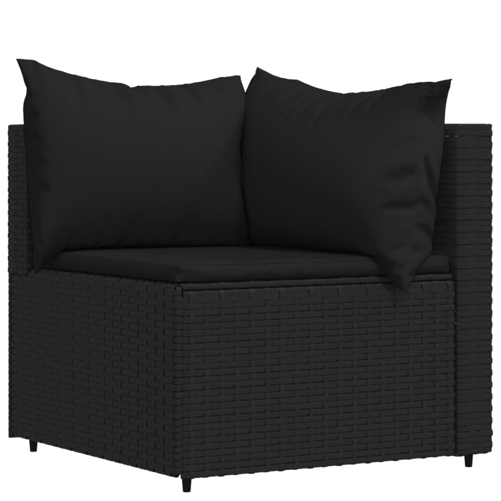 Set Divani da Giardino 4 pz con Cuscini Nero in Polyrattan 319781