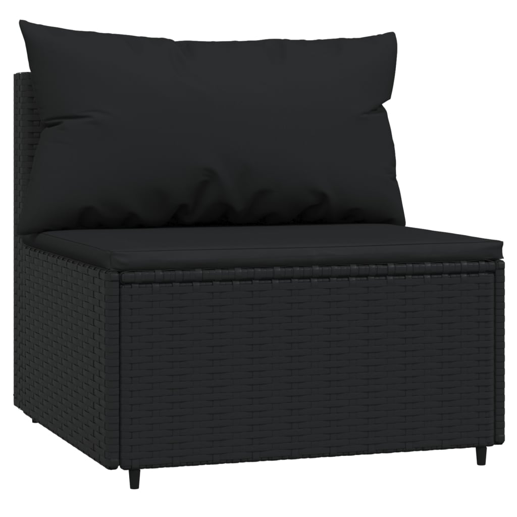 Set Divani da Giardino 4 pz con Cuscini Nero in Polyrattan 319781