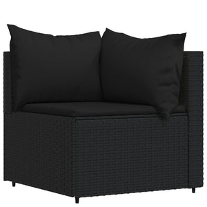 Set Divani da Giardino 3 pz con Cuscini Nero in Polyrattan 319782