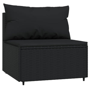 Set Divani da Giardino 3 pz con Cuscini Nero in Polyrattan 319782