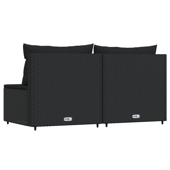 Divani Centrali da Giardino con Cuscini 2pz in Polyrattan Nero 319786