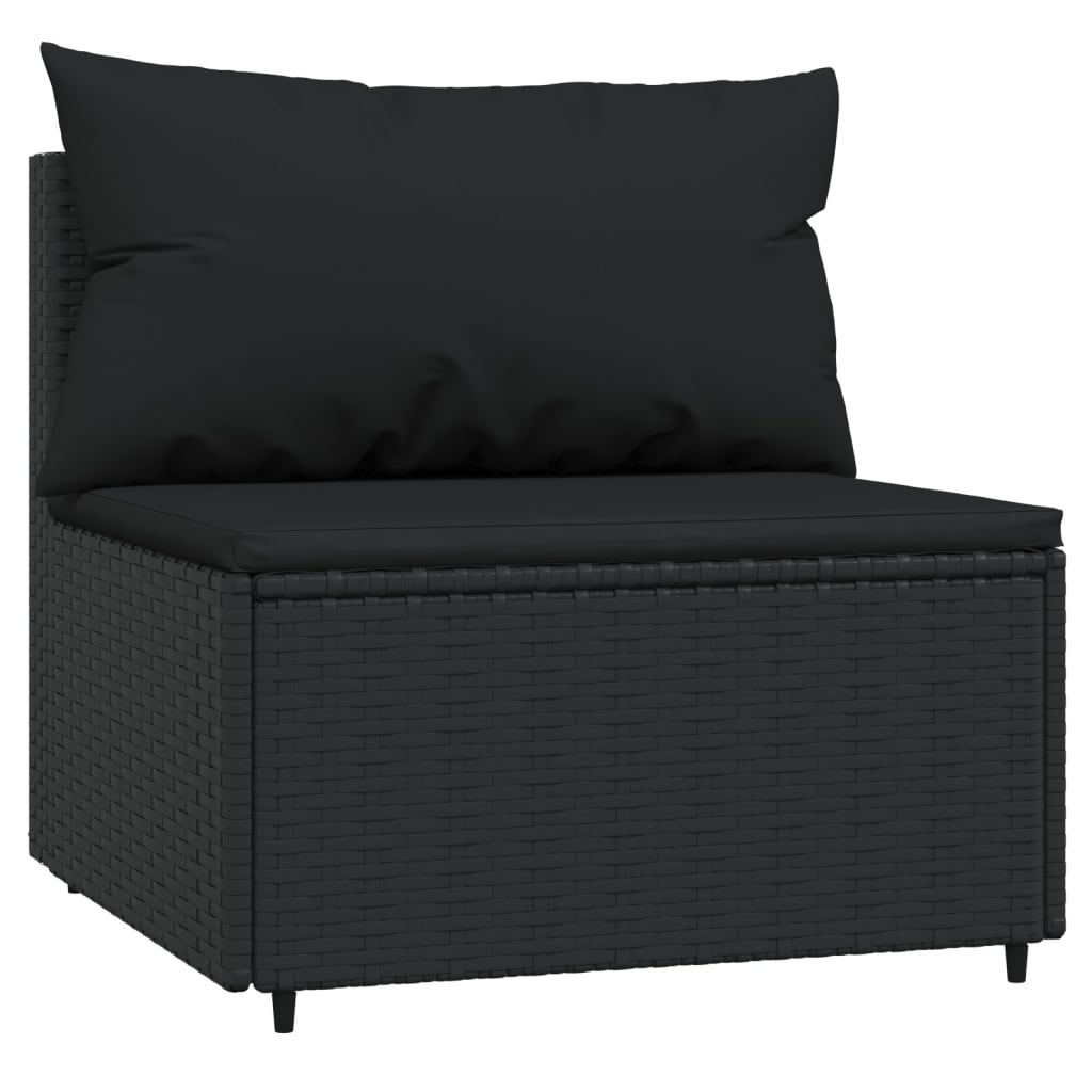 Divani Centrali da Giardino con Cuscini 2pz in Polyrattan Nero 319786