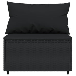 Divani Centrali da Giardino con Cuscini 2pz in Polyrattan Nero 319786