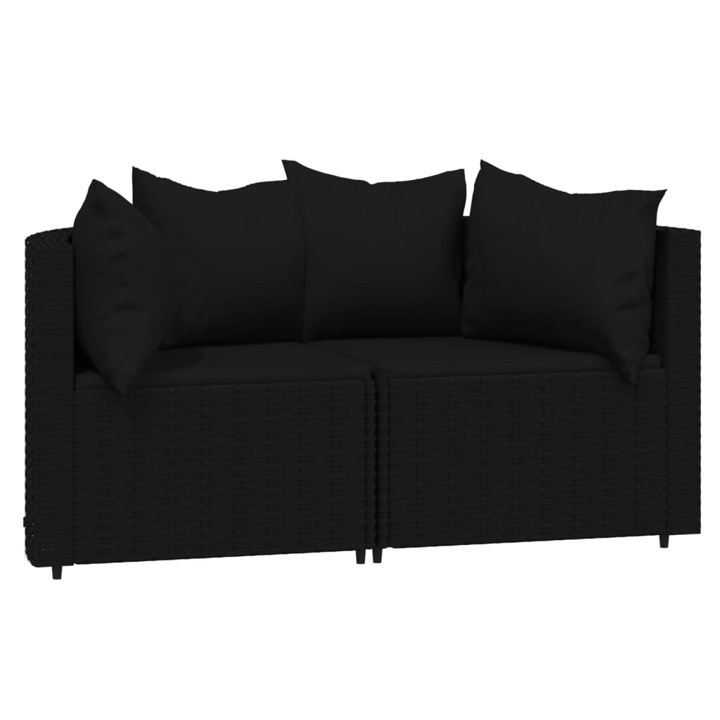 Divani Angolari da Giardino con Cuscini 2pz in Polyrattan Nero 319790