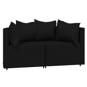 Divani Angolari da Giardino con Cuscini 2pz in Polyrattan Nero 319790