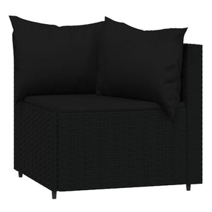 Divani Angolari da Giardino con Cuscini 2pz in Polyrattan Nero 319790