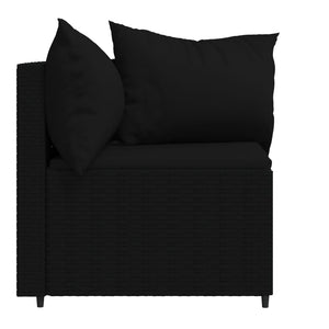 Divani Angolari da Giardino con Cuscini 2pz in Polyrattan Nero 319790