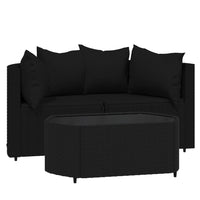 Set Divani da Giardino 3 pz con Cuscini Nero in Polyrattancod mxl 82203