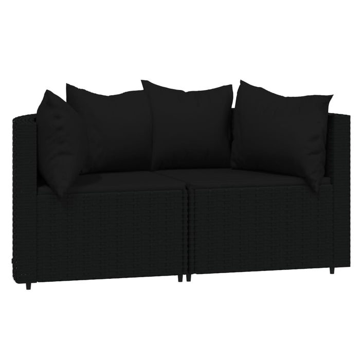 Set Divani da Giardino 3 pz con Cuscini Nero in Polyrattancod mxl 82203