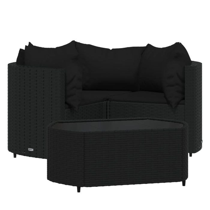 Set Divani da Giardino 4 pz con Cuscini Nero in Polyrattancod mxl 106076