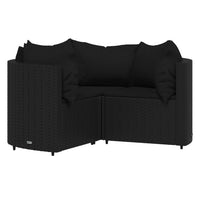 Set Divani da Giardino 4 pz con Cuscini Nero in Polyrattancod mxl 106076