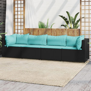 Set Divani da Giardino 4 pz con Cuscini Nero in Polyrattancod mxl 106090