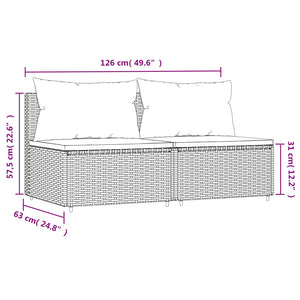 Divani Centrali da Giardino con Cuscini 2pz in Polyrattan Nero 319802