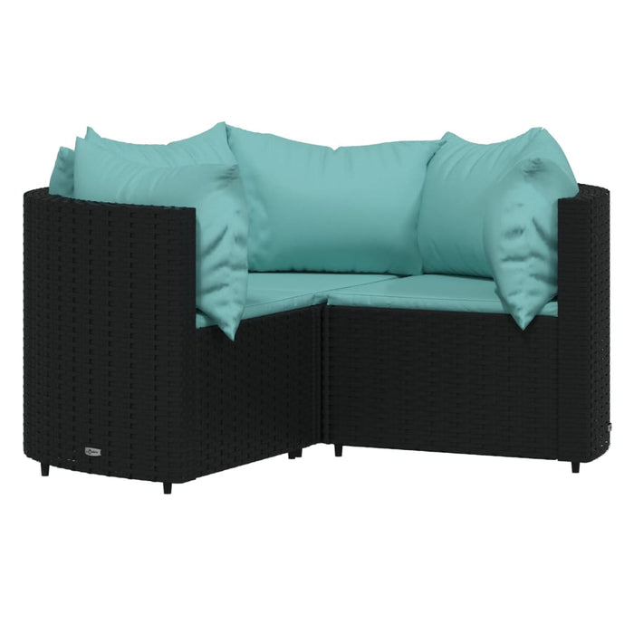 Set Divani da Giardino 4 pz con Cuscini Nero in Polyrattancod mxl 82199