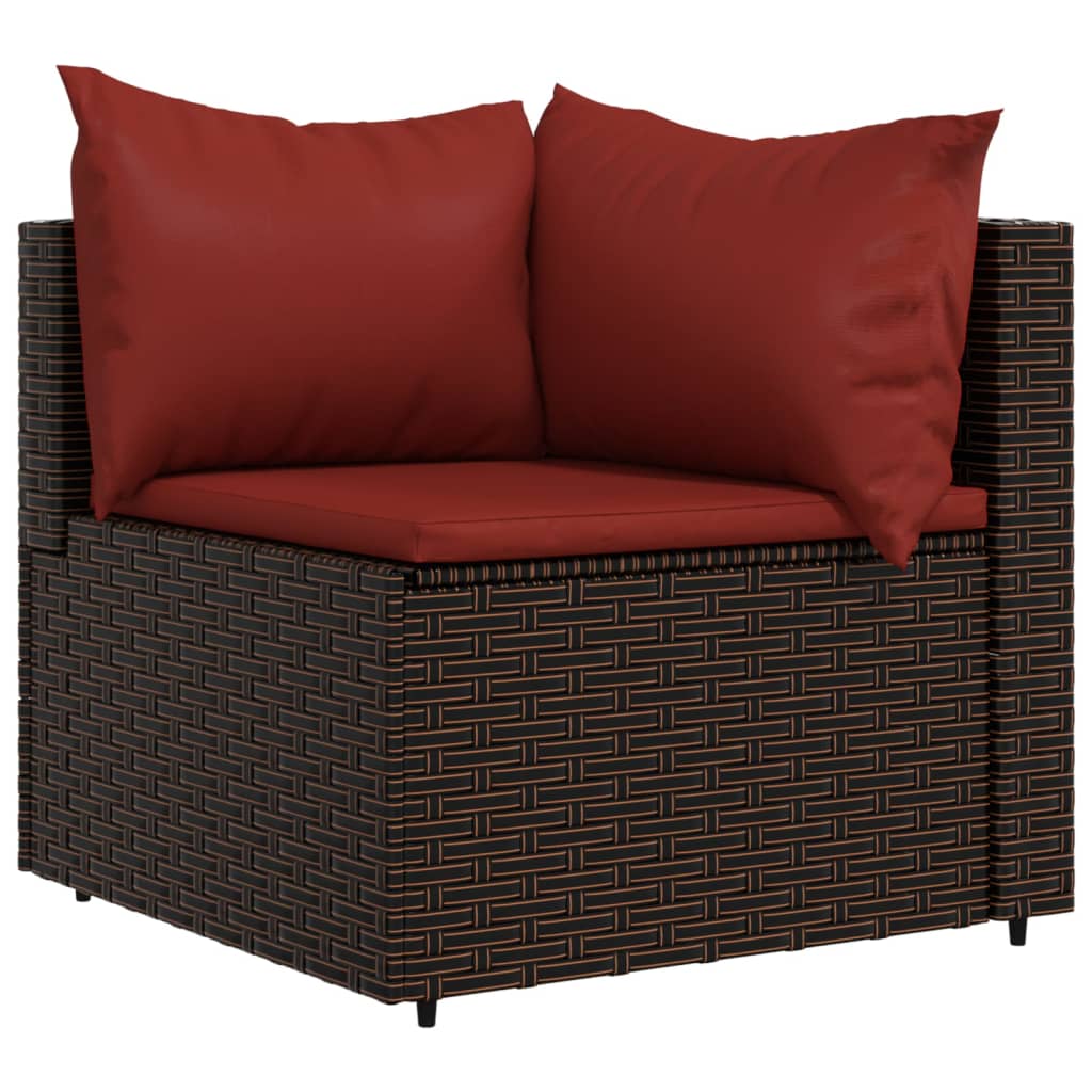 Divani Angolari da Giardino con Cuscini 2pz Polyrattan Marrone 319810