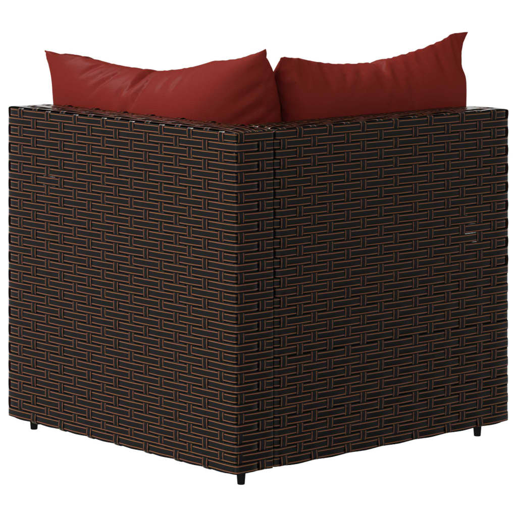 Divani Angolari da Giardino con Cuscini 2pz Polyrattan Marrone 319810