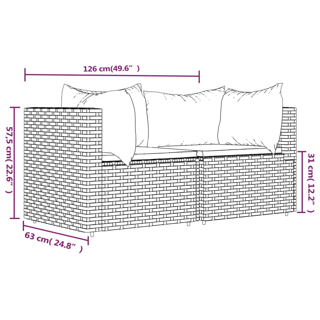 Divani Angolari da Giardino con Cuscini 2pz Polyrattan Marrone 319810