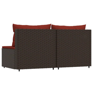 Divani Centrali da Giardino con Cuscini 2pz Polyrattan Marrone 319818