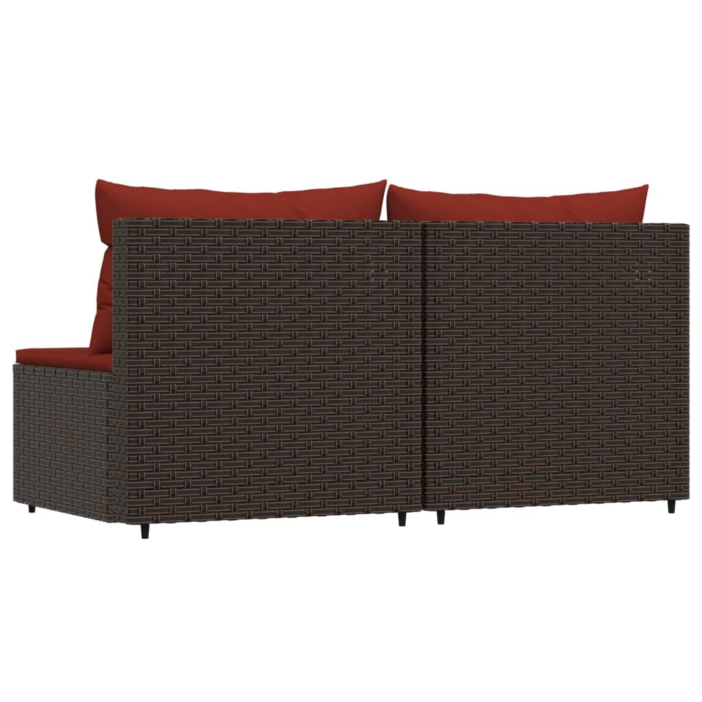 Divani Centrali da Giardino con Cuscini 2pz Polyrattan Marronecod mxl 130070