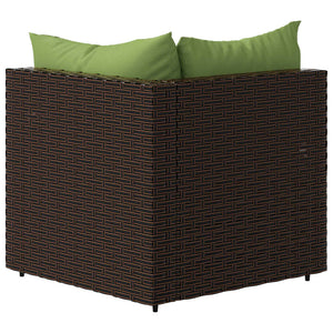 Divano Angolare da Giardino con Cuscini in Polyrattan Marrone 319825