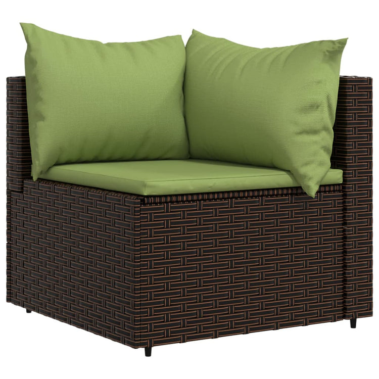 Set Mobili da Giardino 3 pz con Cuscini in Polyrattan Marrone 319828