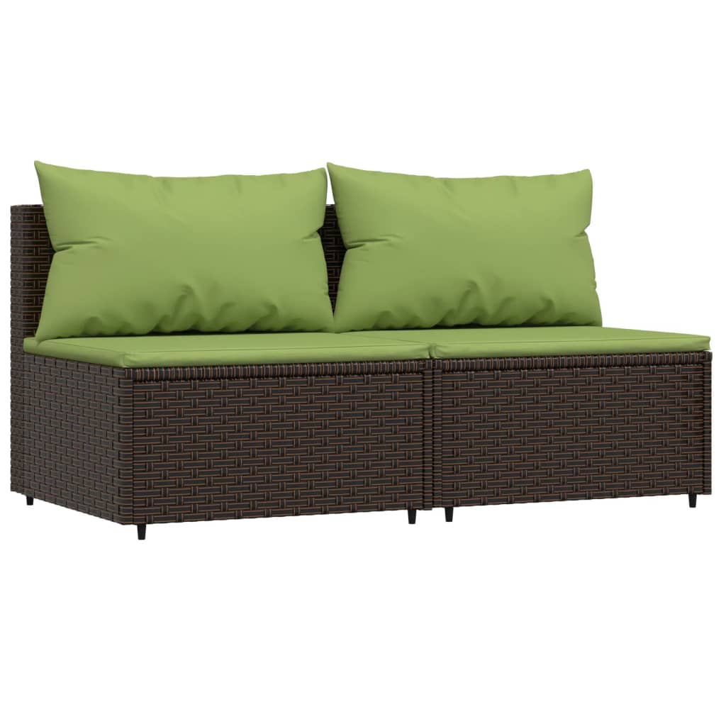 Divani Centrali da Giardino con Cuscini 2pz Polyrattan Marronecod mxl 82209