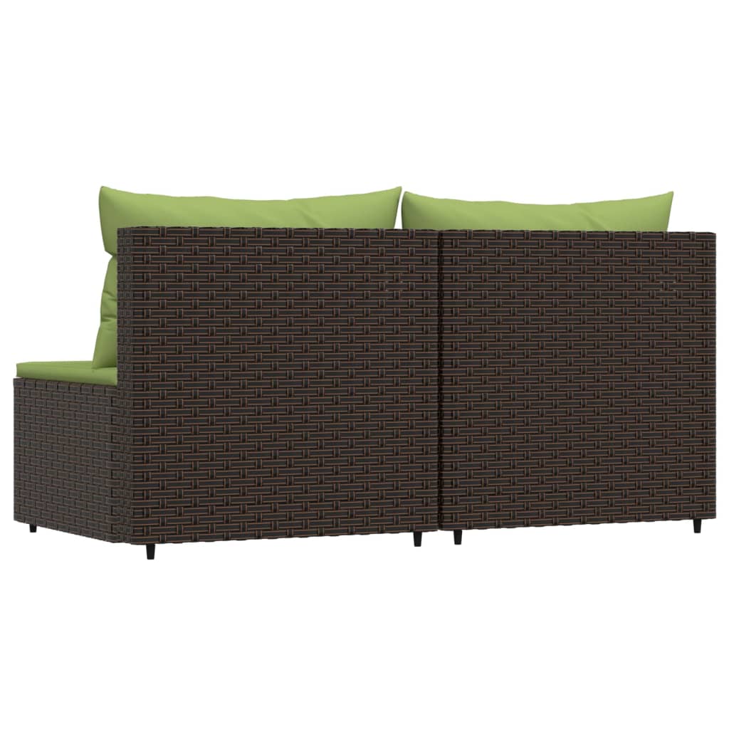 Divani Centrali da Giardino con Cuscini 2pz Polyrattan Marronecod mxl 82209