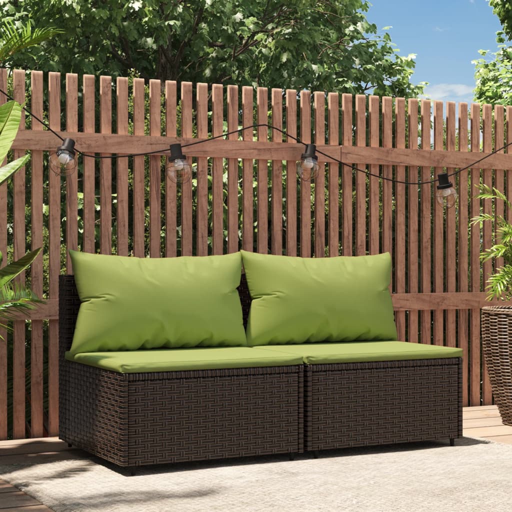 Divani Centrali da Giardino con Cuscini 2pz Polyrattan Marronecod mxl 82209