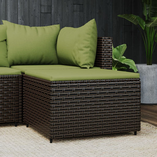 Poggiapiedi da Giardino con Cuscino in Polyrattan Marronecod mxl 82198