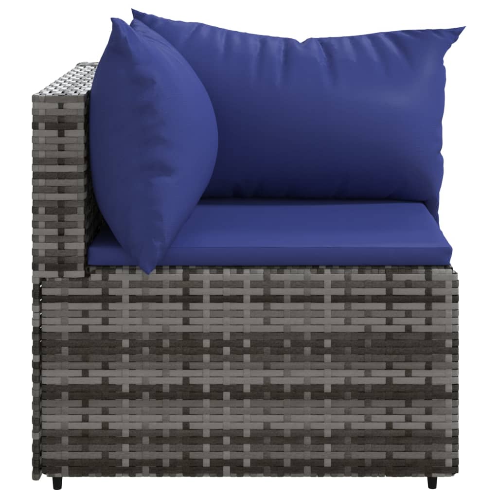 Divani Angolari da Giardino con Cuscini 2pz Polyrattan Grigio 319842