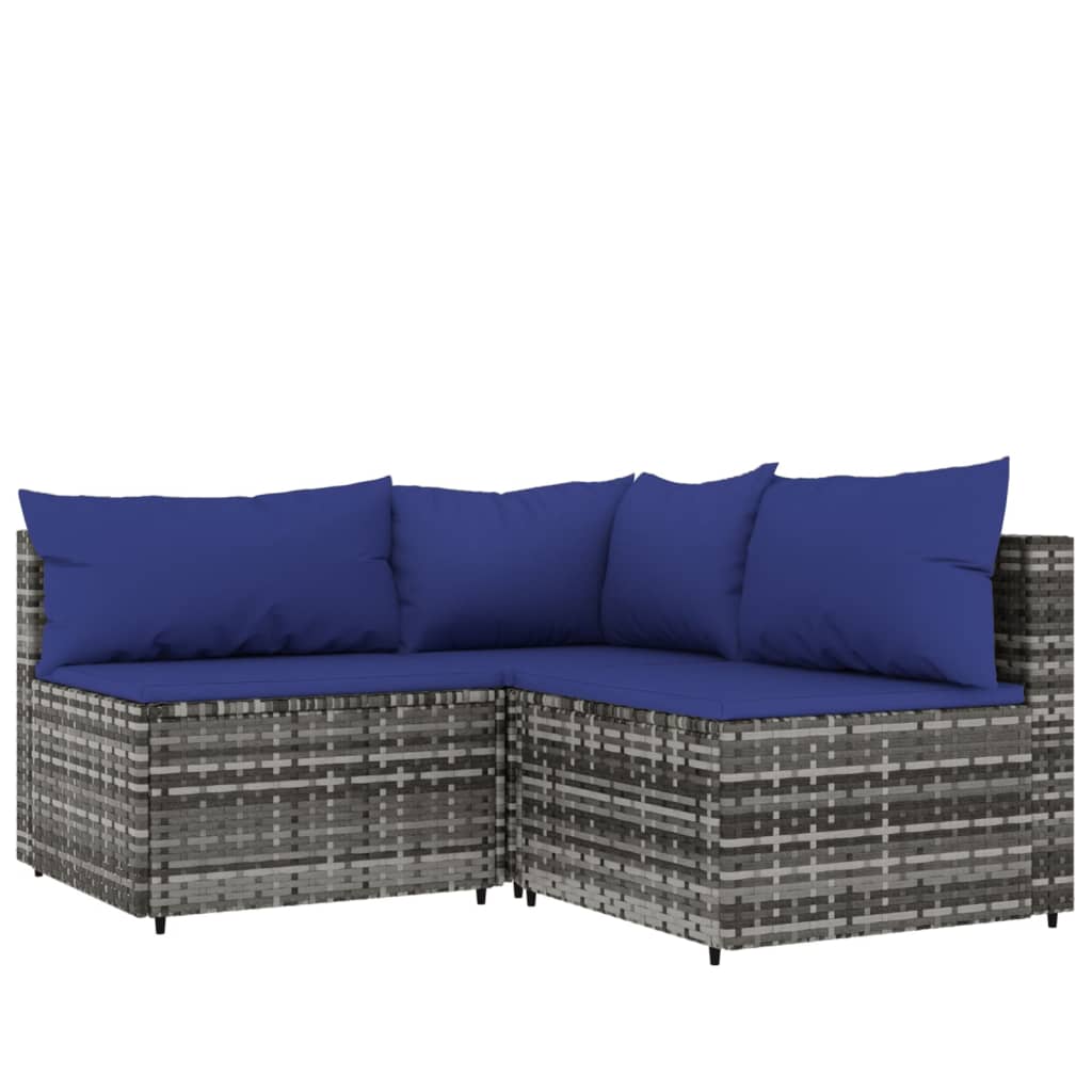 Set Divani da Giardino 4 pz con Cuscini in Polyrattan Grigiocod mxl 130068