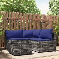 Set Divani da Giardino 4 pz con Cuscini in Polyrattan Grigiocod mxl 130068