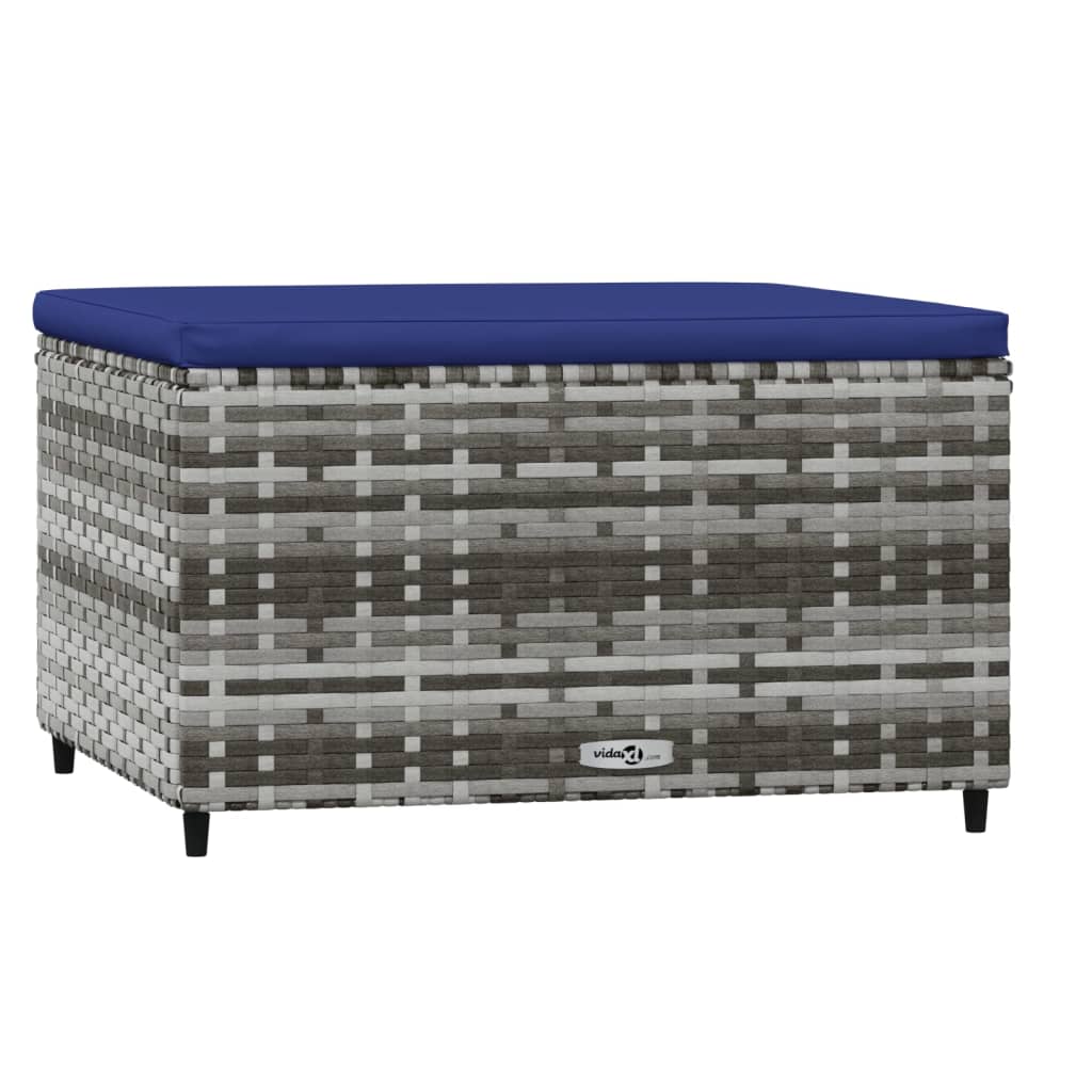 Poggiapiedi da Giardino con Cuscini 2 pz in Polyrattan Grigio 319853