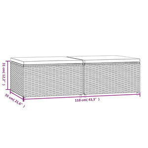 Poggiapiedi da Giardino con Cuscini 2 pz in Polyrattan Grigio 319853