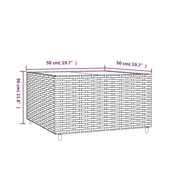 Tavolino Quadrato da Giardino 50x50x30cm in Polyrattan 319857